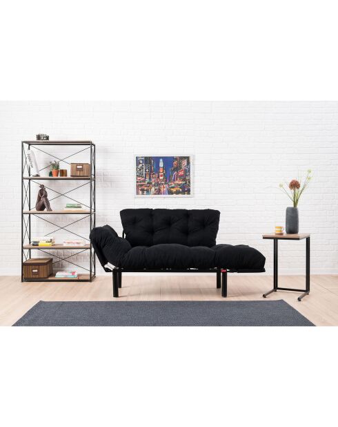 Canapé 2 places convertible Nitta noir - 155x85x73 cm