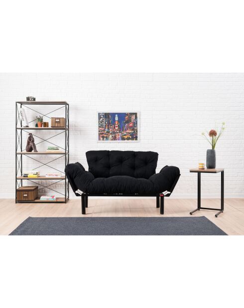Canapé 2 places convertible Nitta noir - 155x85x73 cm