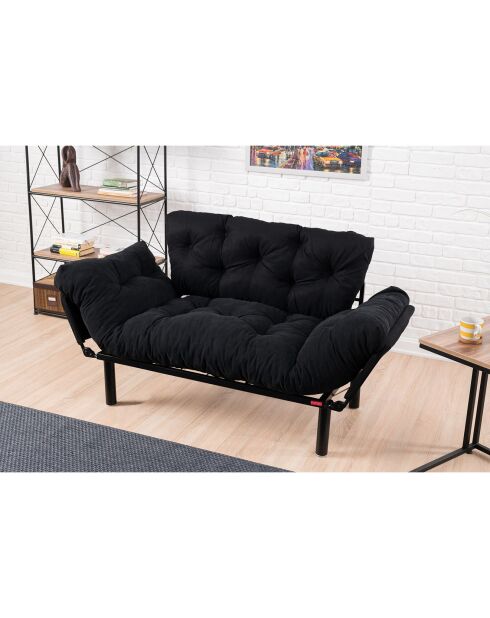 Canapé 2 places convertible Nitta noir - 155x85x73 cm