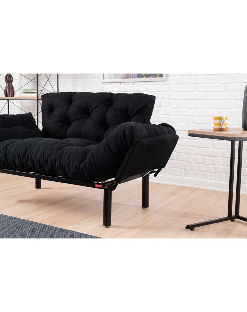Canapé 2 places convertible Nitta noir - 155x85x73 cm