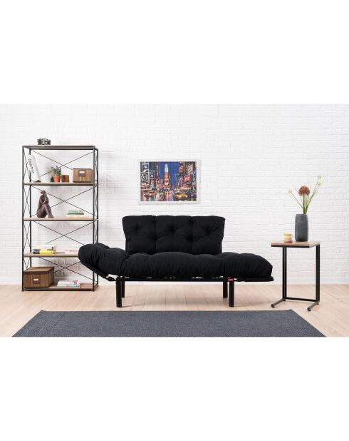 Canapé 2 places convertible Nitta noir - 155x85x73 cm