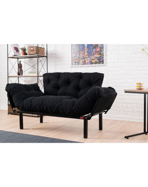 Canapé 2 places convertible Nitta noir - 155x85x73 cm