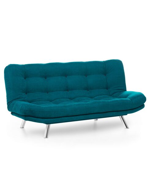 Canapé 3 places convertible Misa vert pétrole - 198x100x104 cm