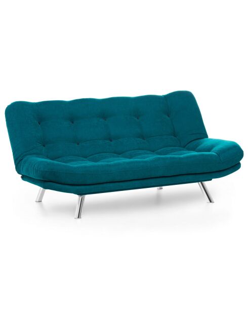Canapé 3 places convertible Misa vert pétrole - 198x100x104 cm