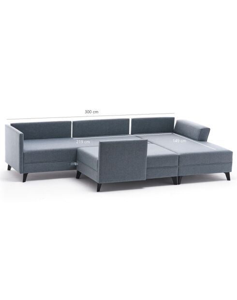 Canapé panoramique convertible Eris en Lin mélangé marron - 300x78x80 cm