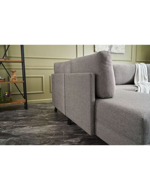 Canapé panoramique convertible Eris en Lin mélangé marron - 300x78x80 cm