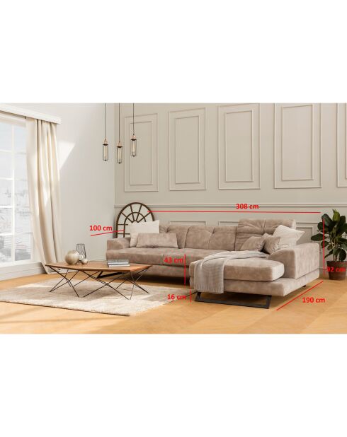 Canapé fixe d'angle droit Frido  beige - 308x190x92 cm