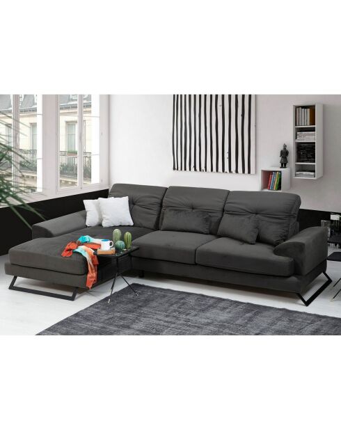 Canapé fixe d'angle gauche Frido  anthracite - 308x190x92 cm