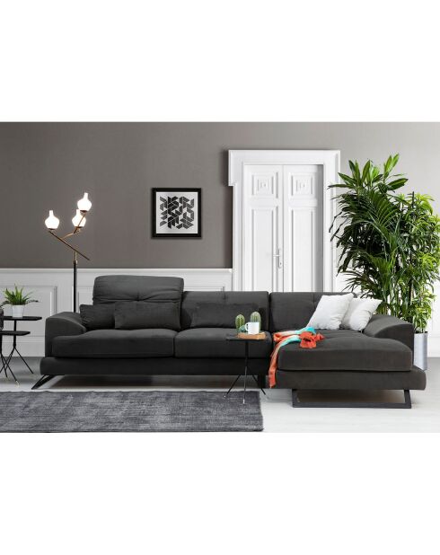Canapé fixe d'angle droit Frido  anthracite - 308x190x92 cm