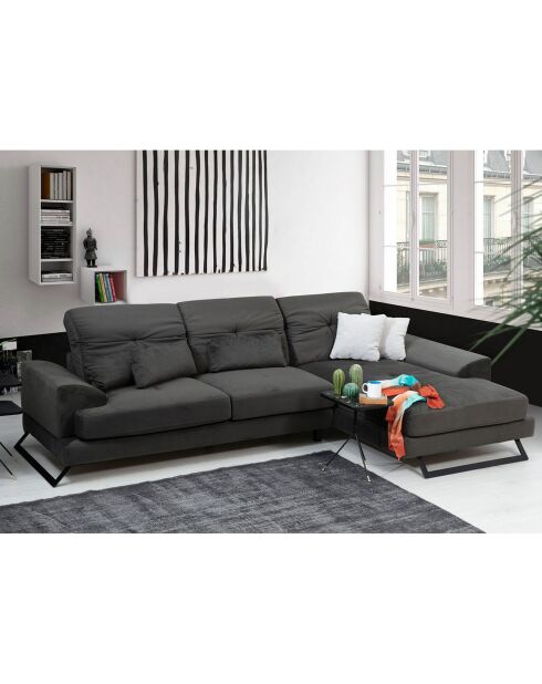 Canapé fixe d'angle droit Frido  anthracite - 308x190x92 cm