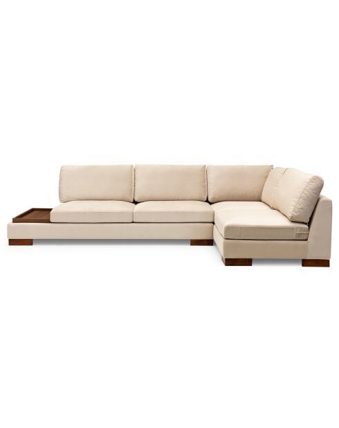 Canapé fixe d'angle droit avec pouf beige - 313x193x63 cm
