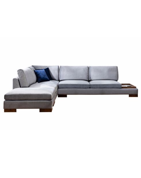 Canapé fixe d'angle gauche avec pouf gris foncé - 313x193x63 cm