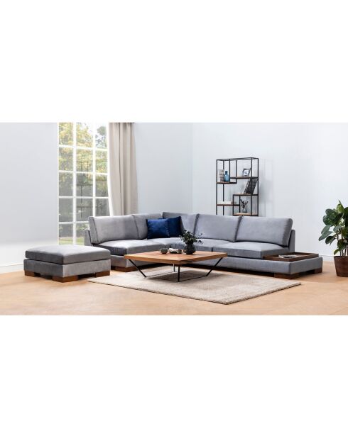 Canapé fixe d'angle gauche avec pouf gris foncé - 313x193x63 cm