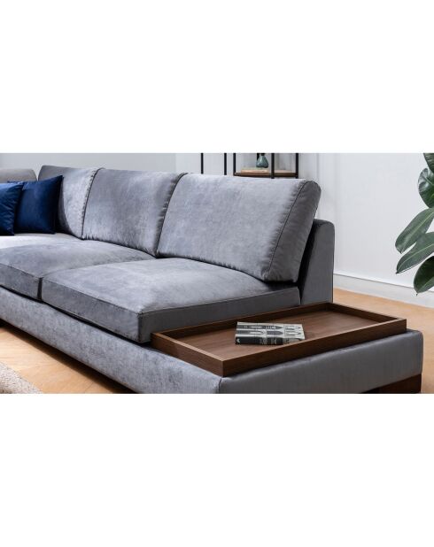 Canapé fixe d'angle gauche avec pouf gris foncé - 313x193x63 cm