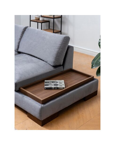 Canapé fixe d'angle gauche avec pouf gris foncé - 313x193x63 cm
