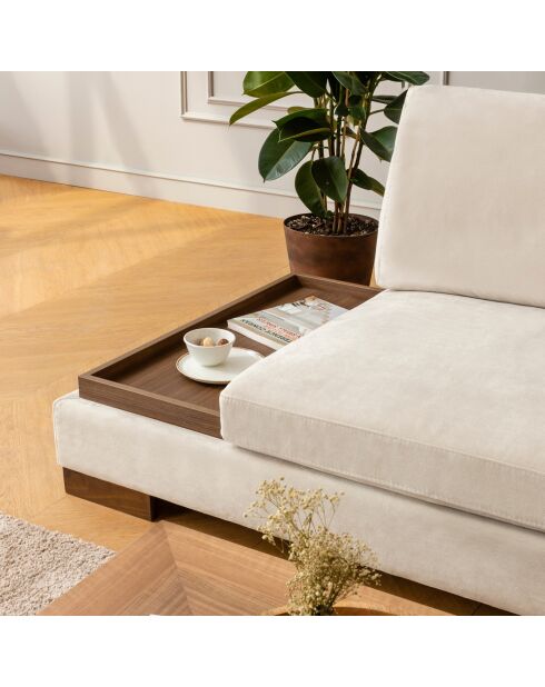Canapé fixe d'angle droit avec pouf beige - 313x193x63 cm