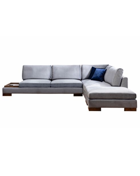 Canapé fixe d'angle droit avec pouf gris foncé - 313x193x63 cm