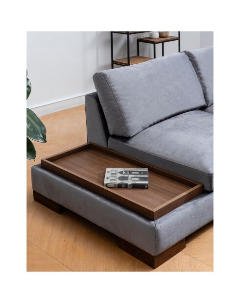 Canapé fixe d'angle droit avec pouf gris foncé - 313x193x63 cm