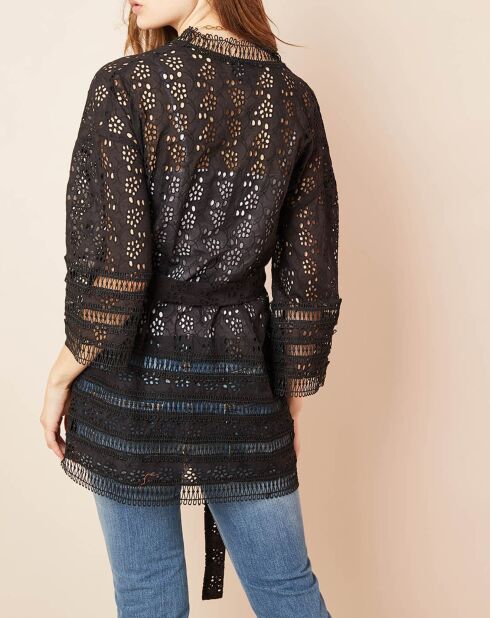 Veste en broderie anglaise noire