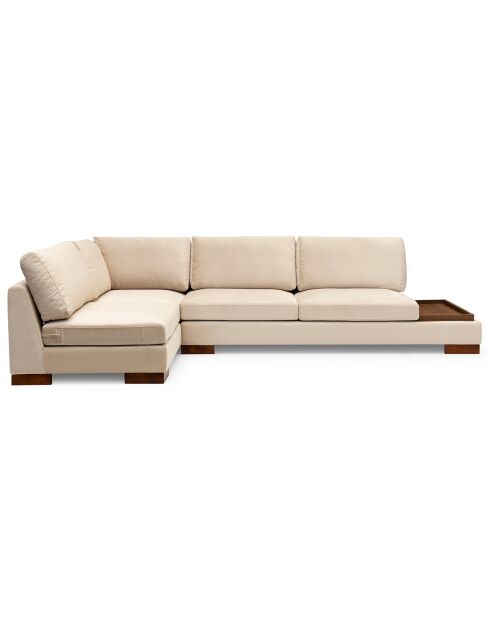 Canapé fixe d'angle gauche avec pouf beige - 313x193x63 cm