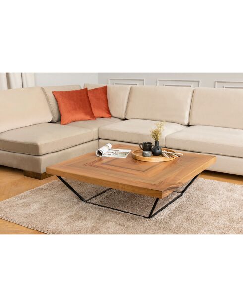 Canapé fixe d'angle gauche avec pouf beige - 313x193x63 cm