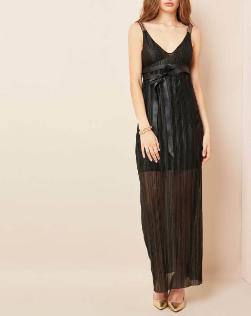 Robe longue plissée noire