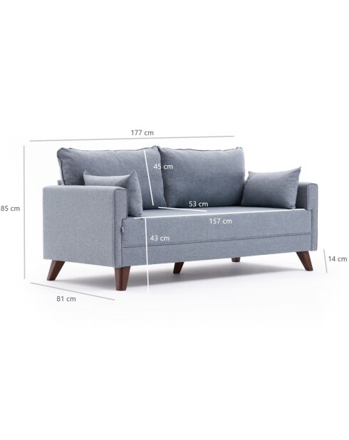 Canapé 2 places Bella Soft bleu - 177x81x85 cm