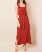 Robe longue 100% Soie brique