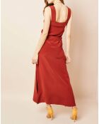 Robe longue 100% Soie brique