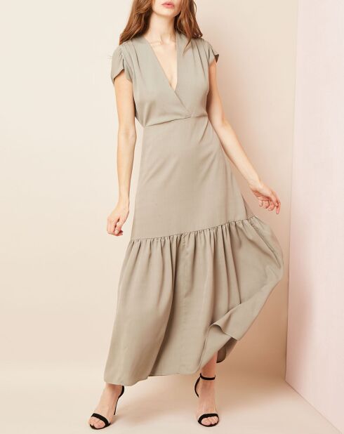 Robe longue à base plissée grise