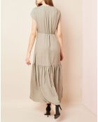Robe longue à base plissée grise