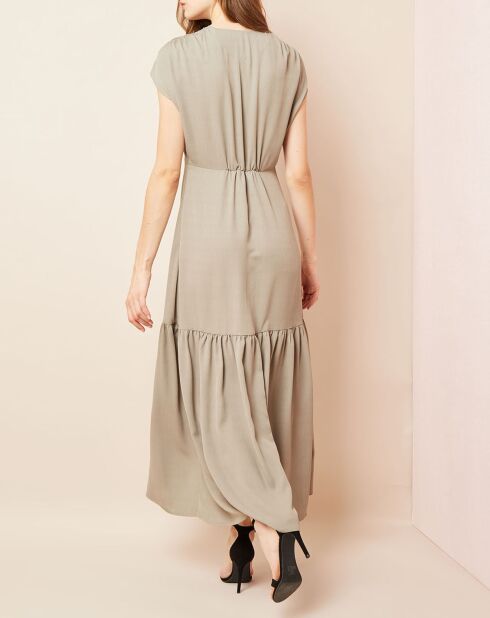 Robe longue à base plissée grise