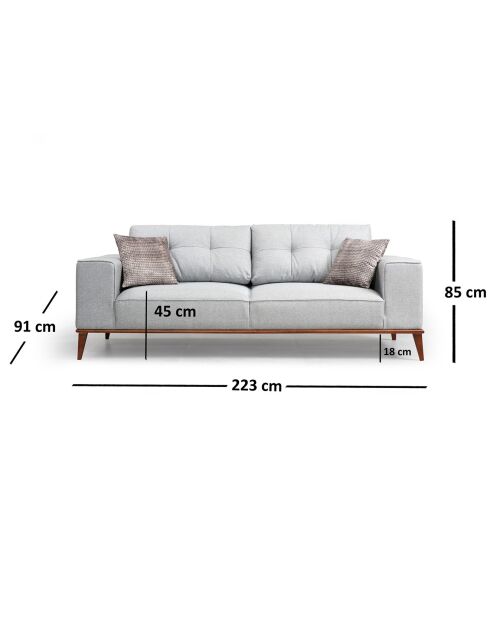 Canapé 3 places Montana gris - 223x85x91 cm