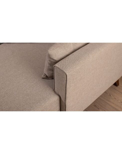 Canapé d'angle droit convertible + pouf Bella crème - 205x85x140 cm