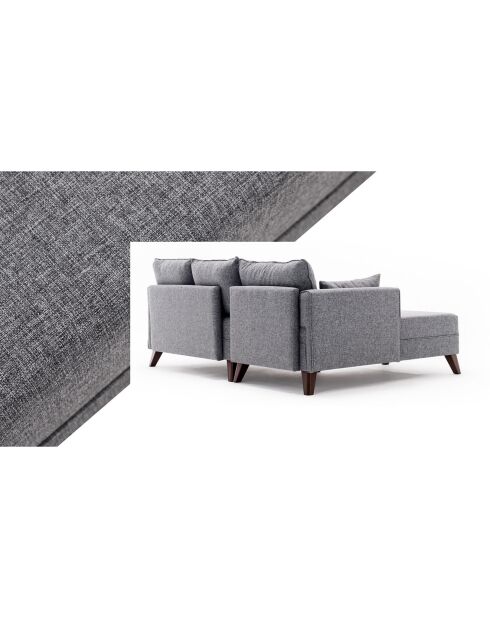 Sofá convertible en esquina izquierda + otomana Bella gris - 205x85x140 cm