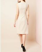 Robe courte asymétrique fendue beige