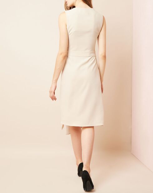 Robe courte asymétrique fendue beige
