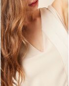 Robe courte asymétrique fendue beige