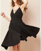 Robe décolleté à lanières croisées noire