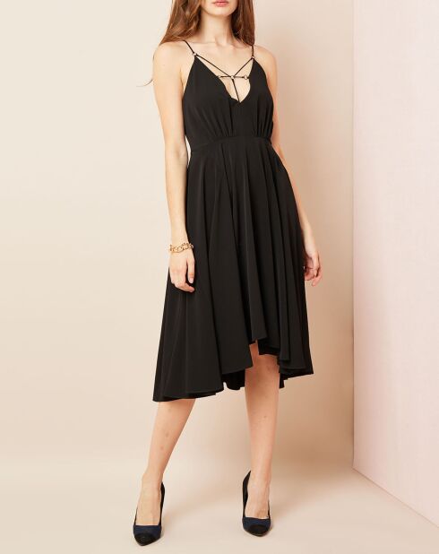 Robe décolleté à lanières croisées noire