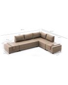 Canapé d'angle droit convertible Fly marron - 210x80x280 cm