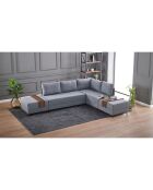 Canapé d'angle droit convertible Fly gris - 210x80x280 cm