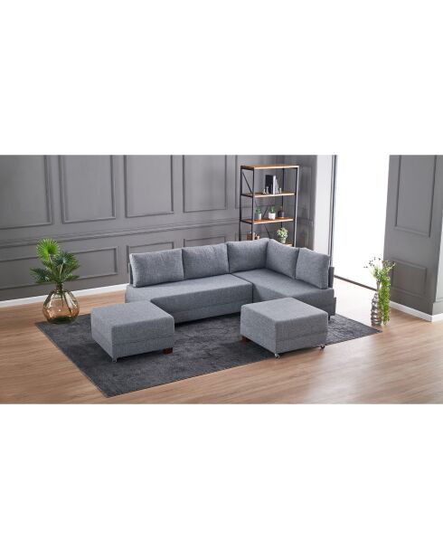 Canapé d'angle droit convertible Fly gris - 210x80x280 cm