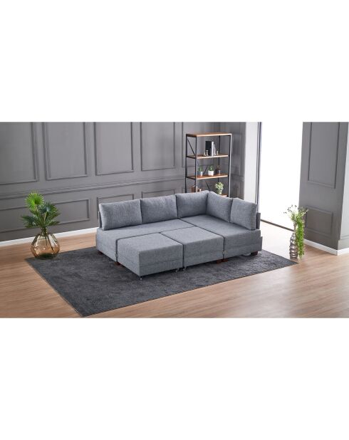 Canapé d'angle droit convertible Fly gris - 210x80x280 cm