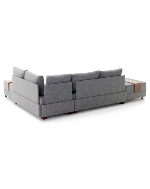 Canapé d'angle droit convertible Fly gris - 210x80x280 cm