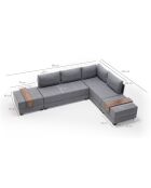 Canapé d'angle droit convertible Fly gris - 210x80x280 cm