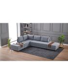 Canapé d'angle gauche convertible Fly gris - 210x80x280 cm