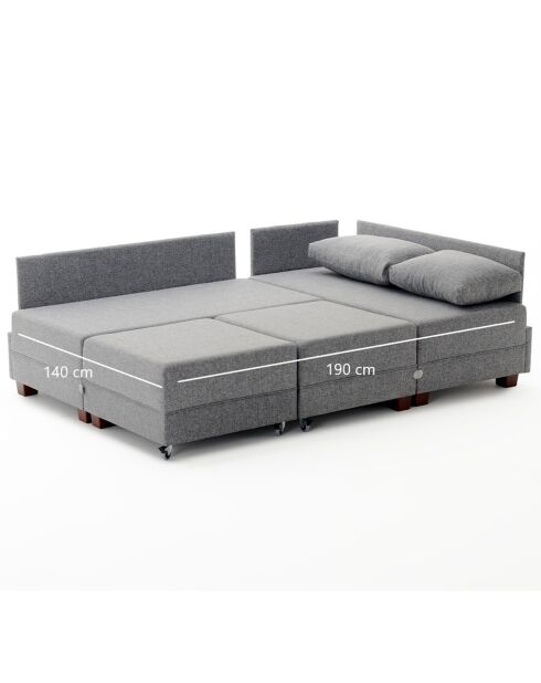 Canapé d'angle gauche convertible Fly gris - 210x80x280 cm