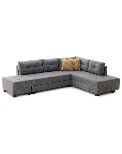 Canapé d'angle droit convertible Manama gris - 280x85x206 cm