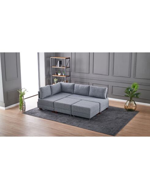 Canapé d'angle gauche convertible Fly gris - 210x80x280 cm